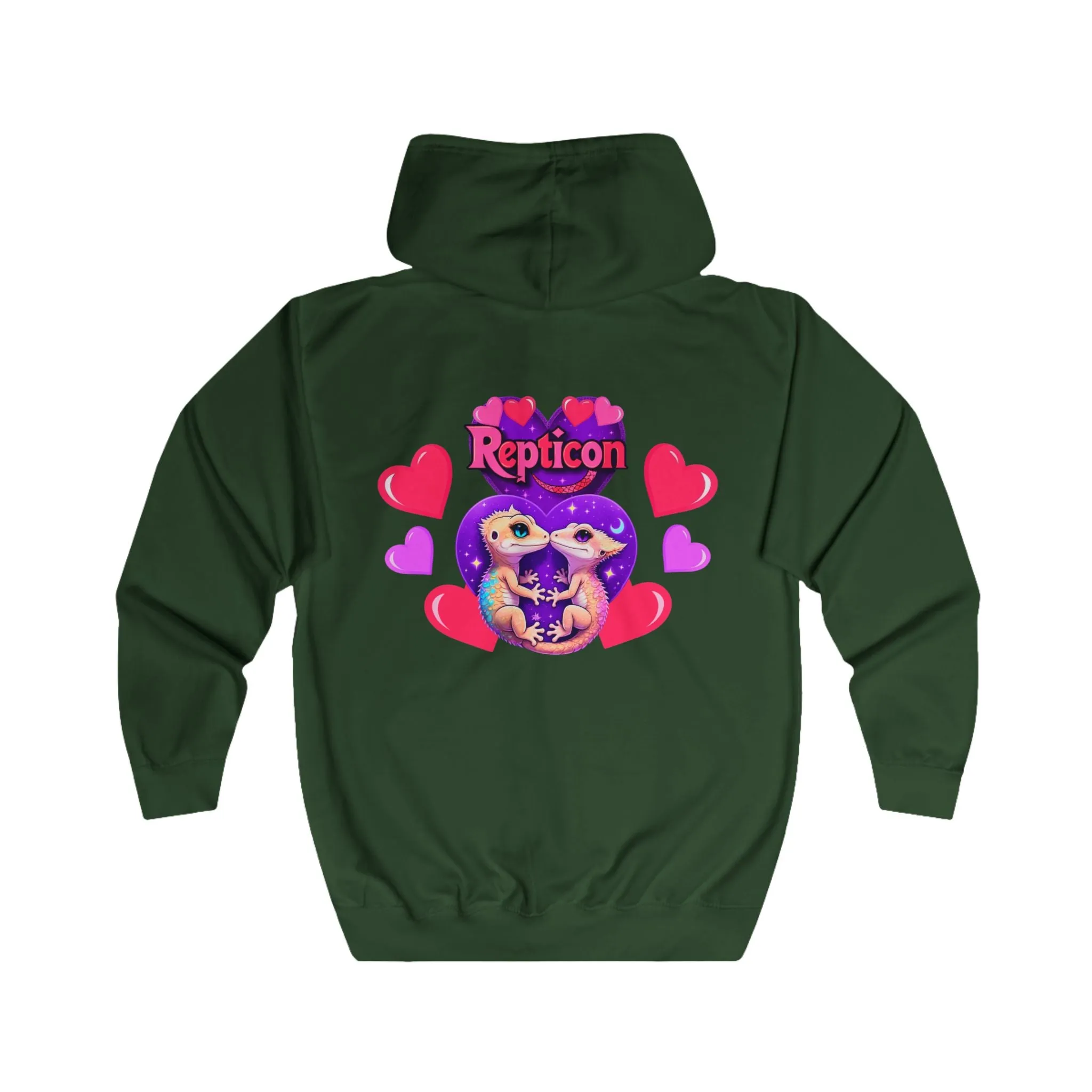 Repticon Unisex Full Zip Hoodie w/ Valentine Crested Geckos