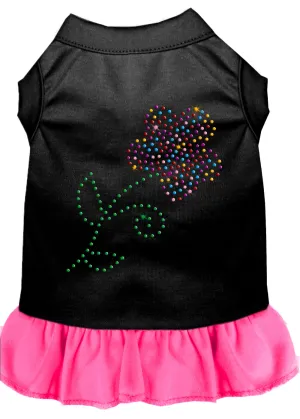 Rhinestone Multi Flower Dress Black With Bright Pink Sm