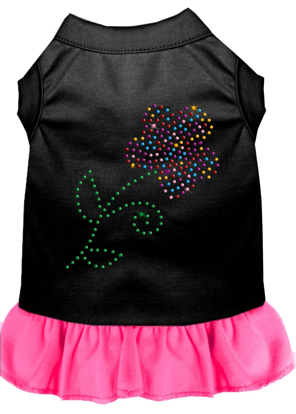 Rhinestone Multi Flower Dress Black With Bright Pink Sm