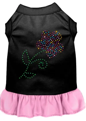 Rhinestone Multi Flower Dress Black With Light Pink Xxl