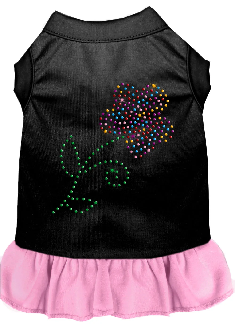 Rhinestone Multi Flower Dress Black With Light Pink Xxl