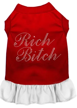 Rhinestone Rich Bitch Dress Red With White Xs