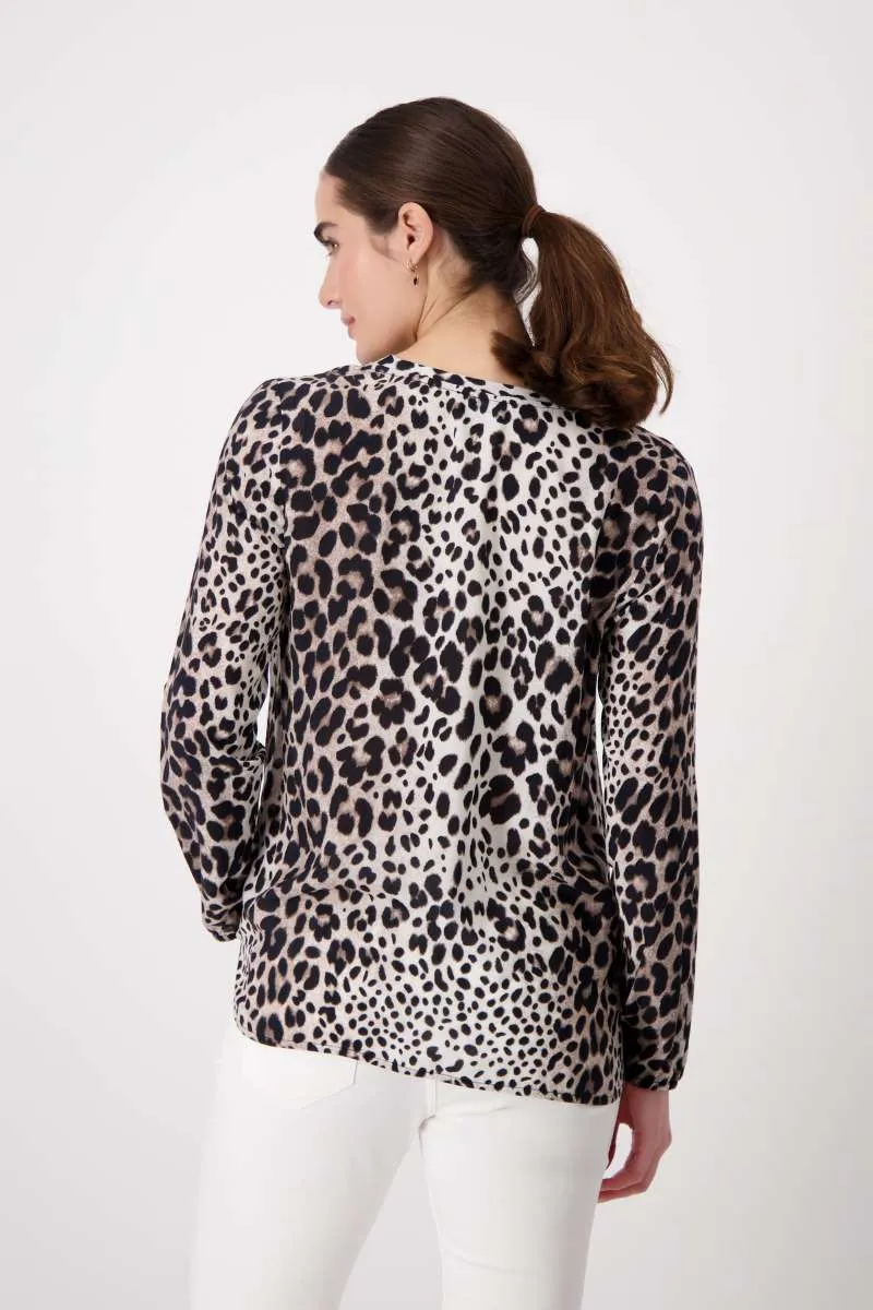 Round Neck Blouse 408204MNR in Hazel Pattern by Monari