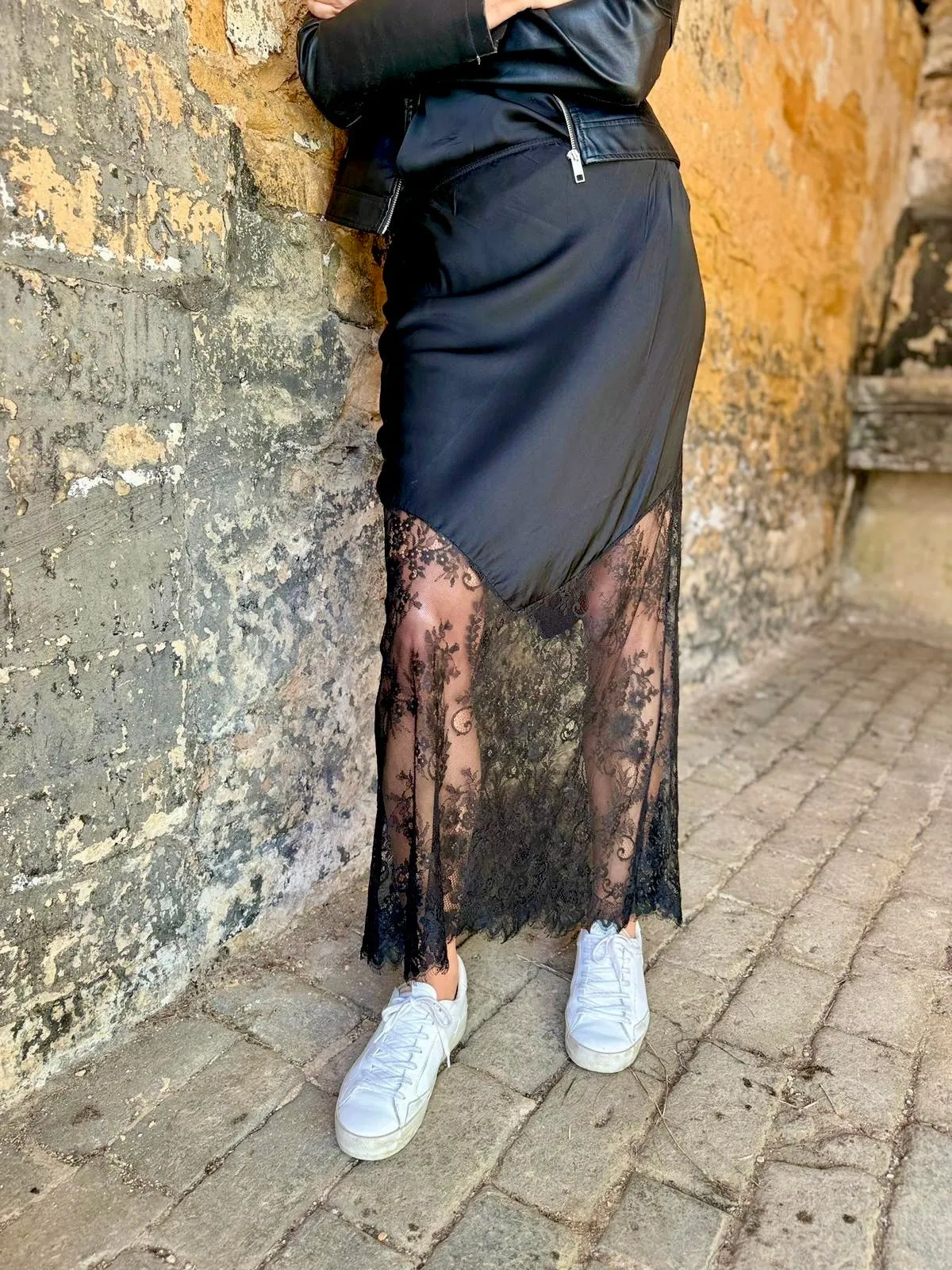 Saint Lace Slip Skirt - Black