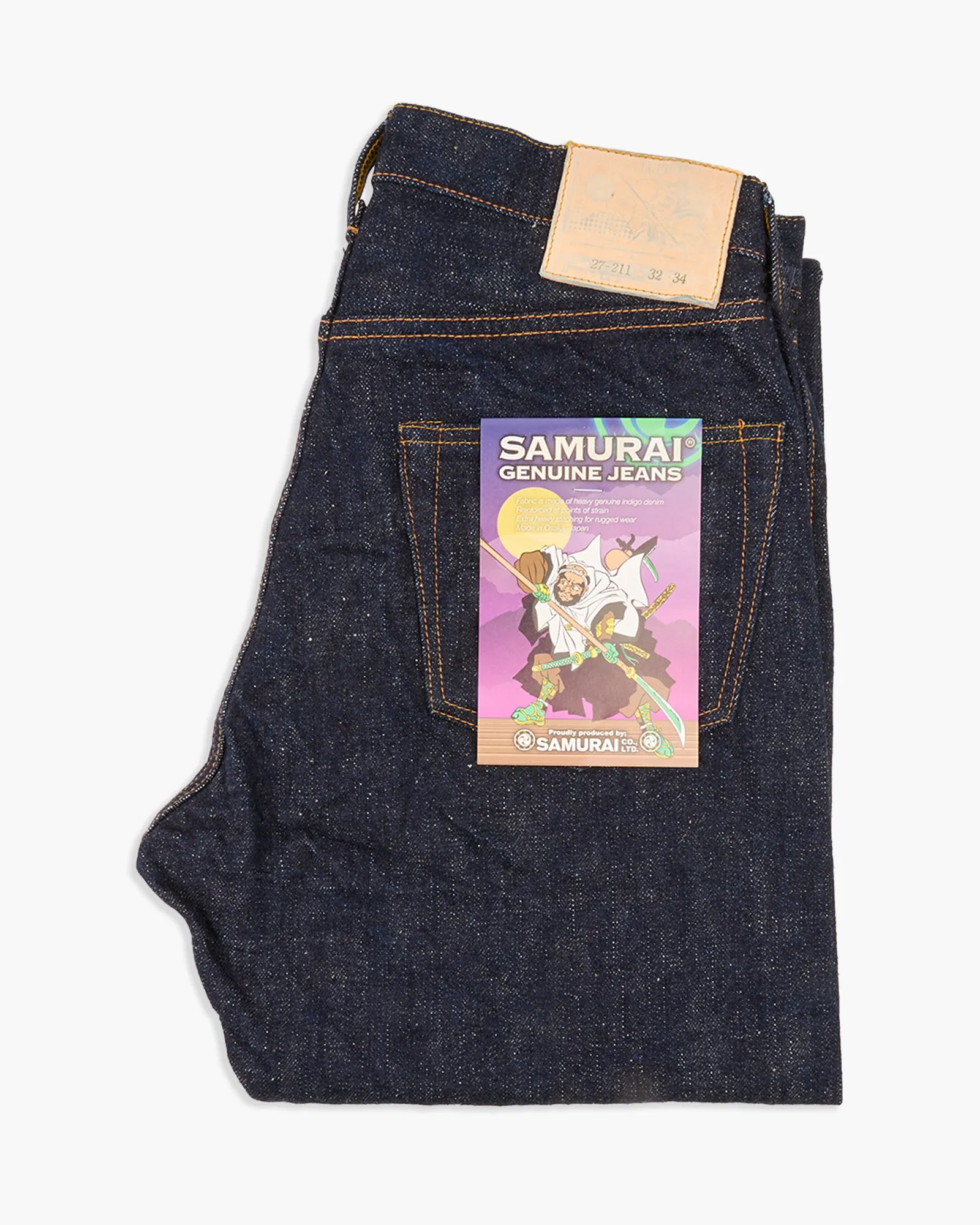 Samurai Jeans S211VX 'Benkei' Relaxed Tapered Slubby 17oz Selvedge Jeans - Indigo Onewash
