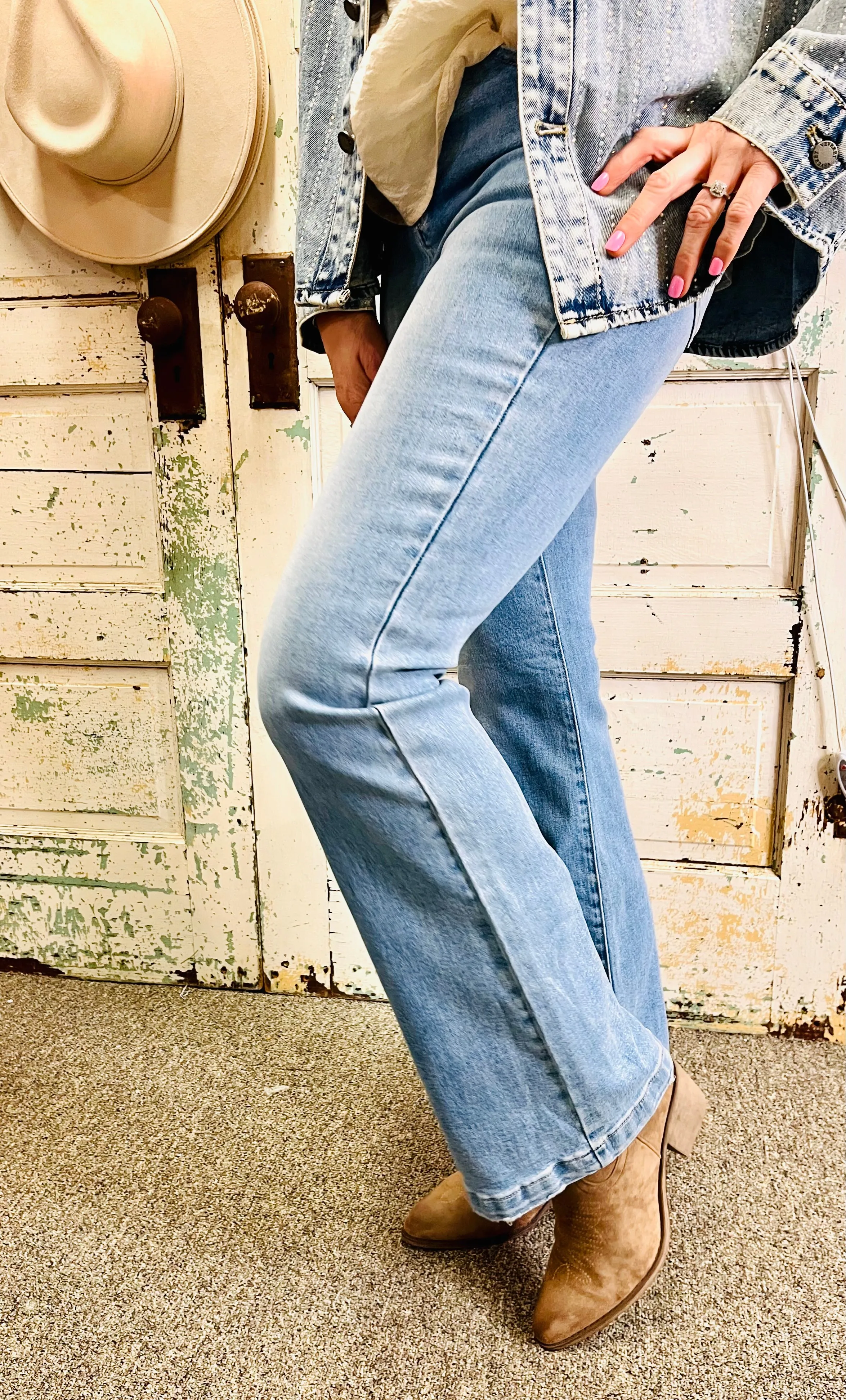 Slade- high rise boot cut Risen jeans