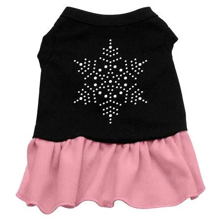 Snowflake Rhinestone Dress Black with Pink Lg (14)