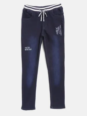 Stylish Denim Navy Blue Dyed Regular Fit Jeans For Boys
