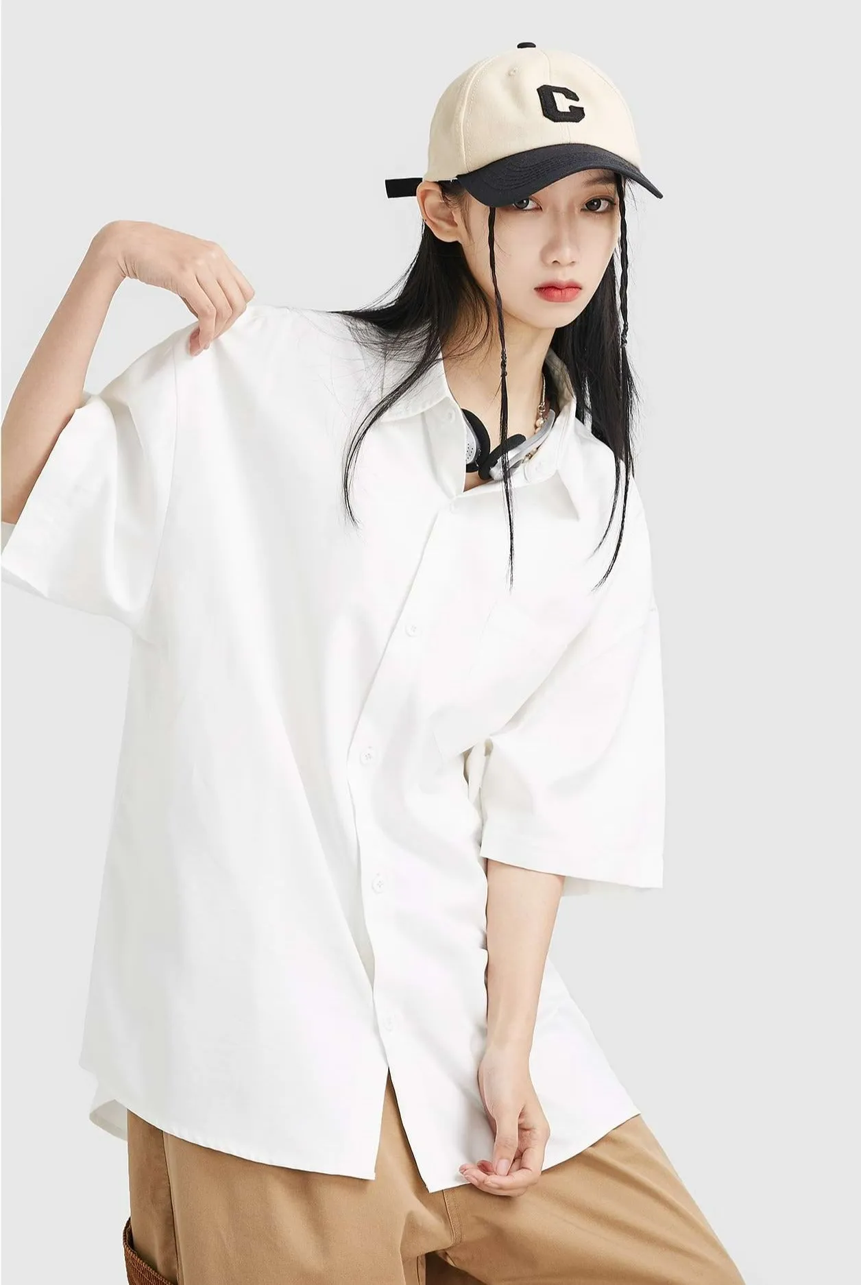 Three-Quarter Sleeve Button Shirt