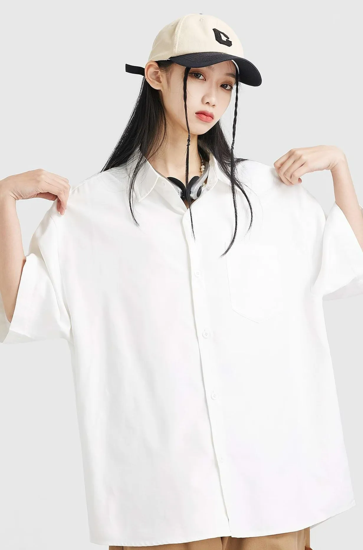 Three-Quarter Sleeve Button Shirt