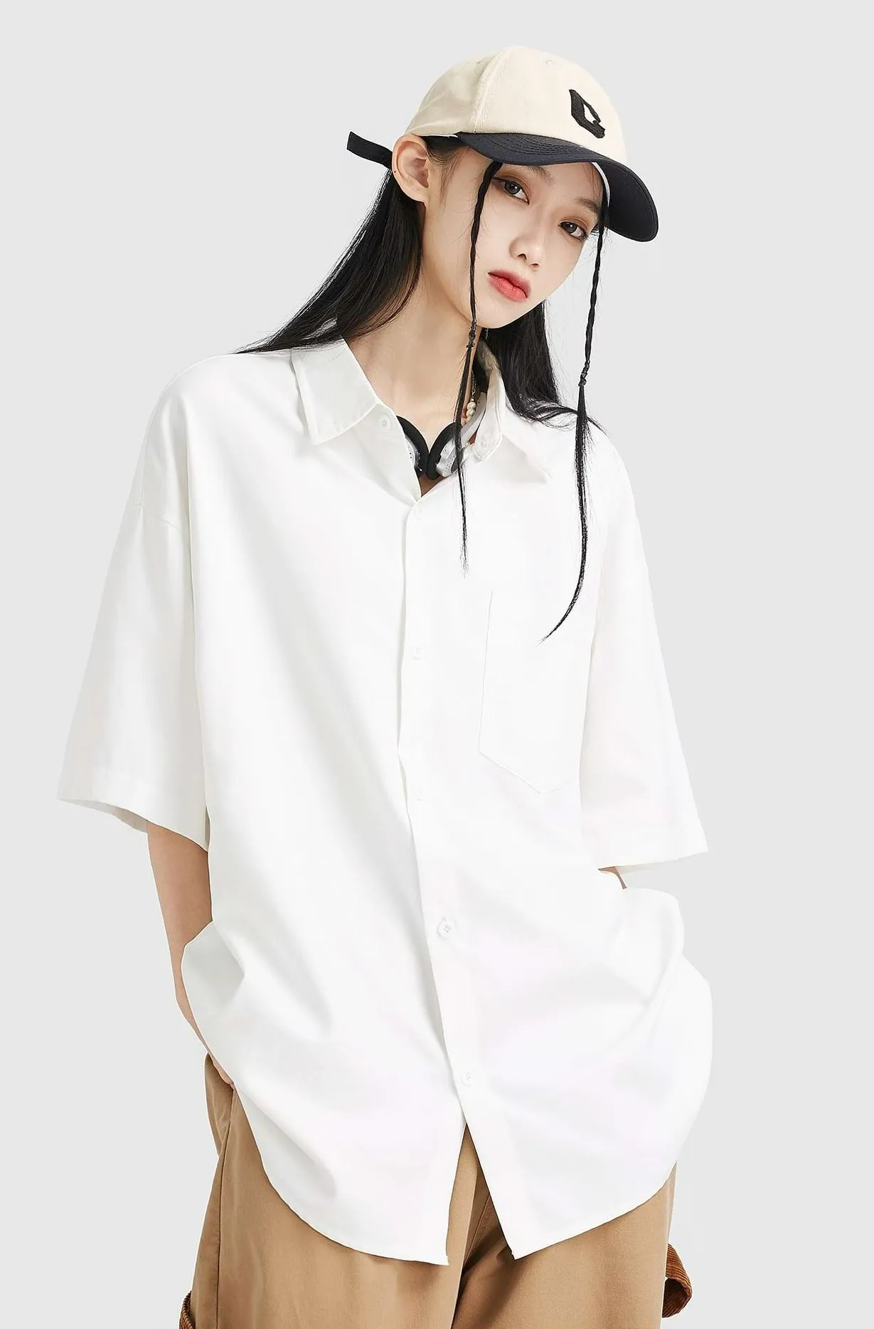 Three-Quarter Sleeve Button Shirt