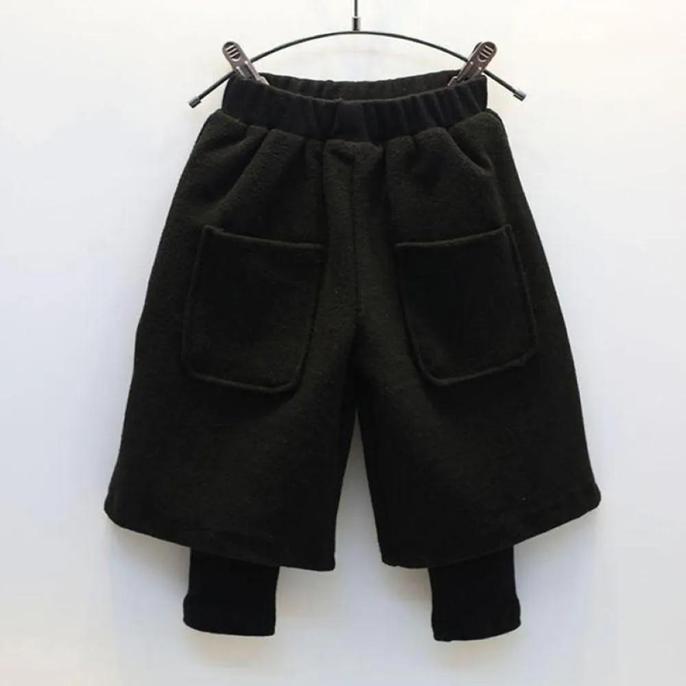 Toddler Girls Solid Color Plus Velvet Pants Girls Clothes Wholesale