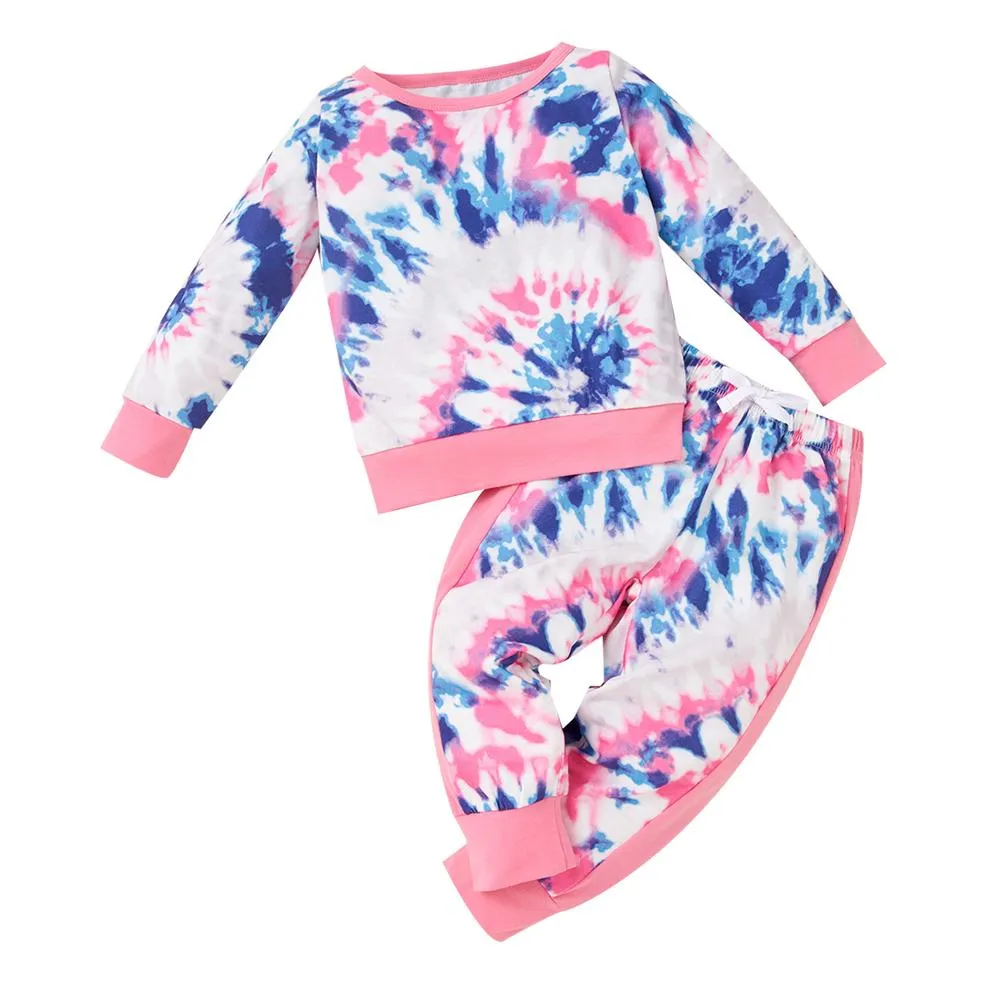 Toddler Girls Tie Dye Long Sleeve Top & Pants Wholesale Childrens Clothing