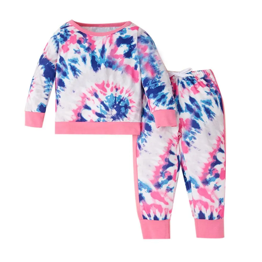 Toddler Girls Tie Dye Long Sleeve Top & Pants Wholesale Childrens Clothing