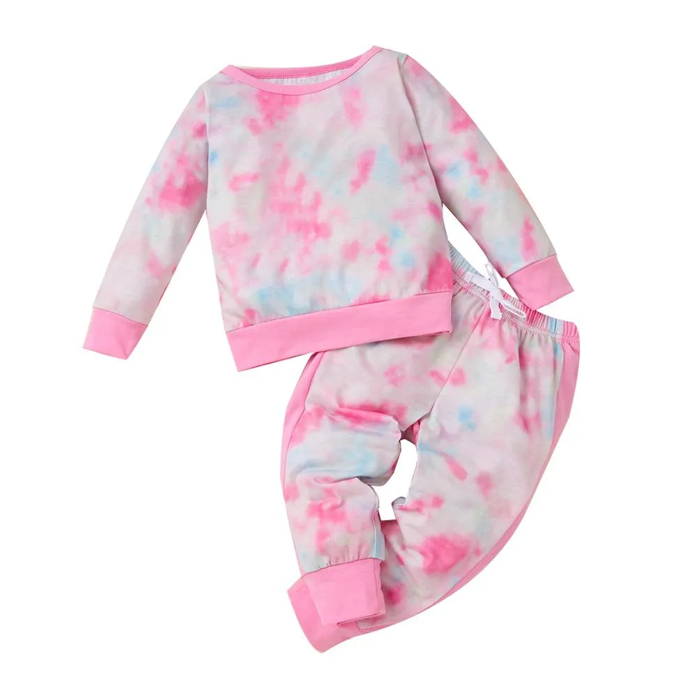Toddler Girls Tie Dye Long Sleeve Top & Pants Wholesale Childrens Clothing