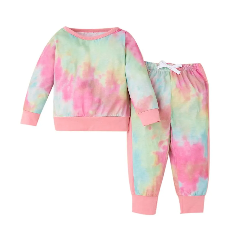 Toddler Girls Tie Dye Long Sleeve Top & Pants Wholesale Childrens Clothing