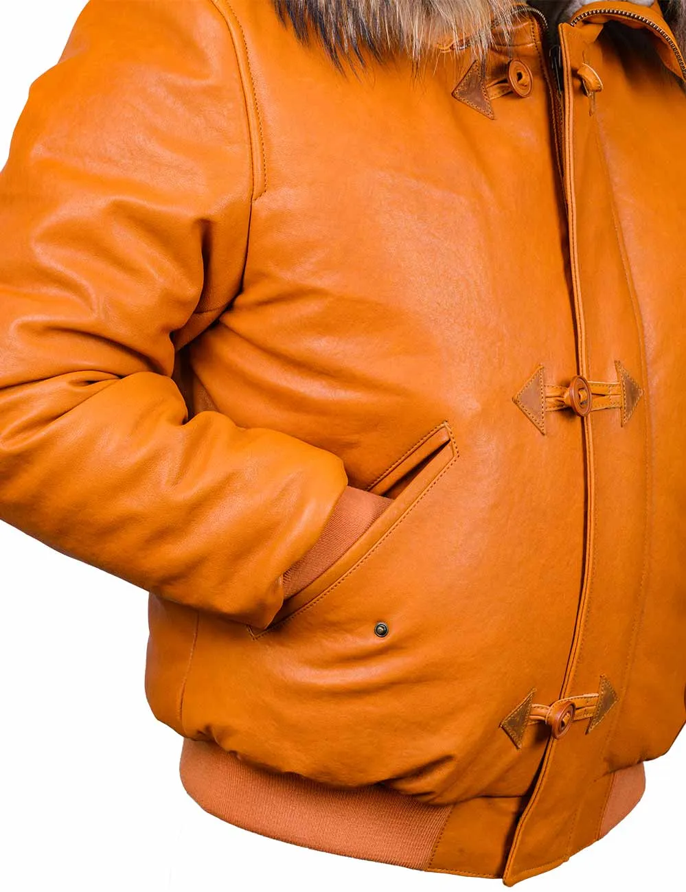 Togo Men's Leather Parka orange Art. 520