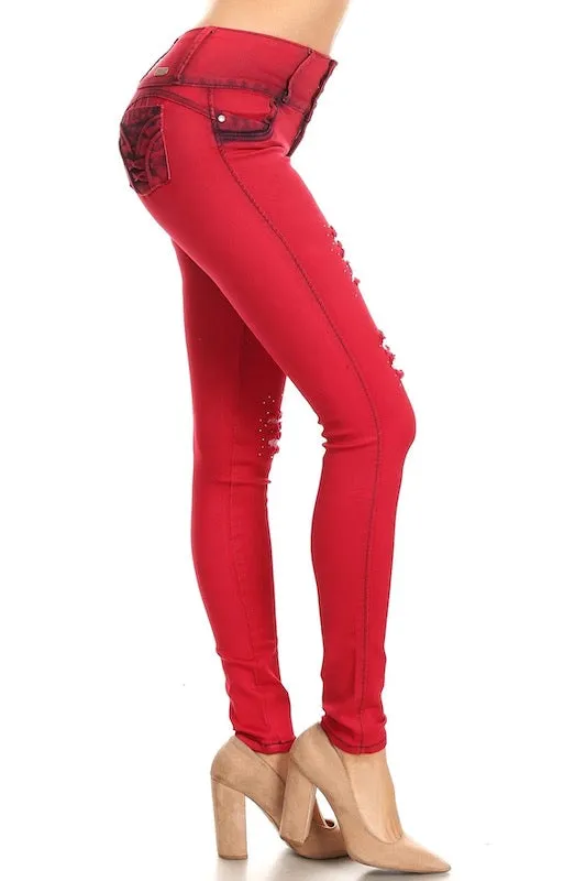 Tuxedo Studded Distressed Jeans