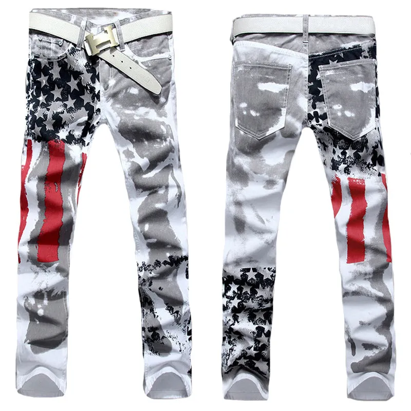 USA Flag Printed Stylish Slim Fit Jeans