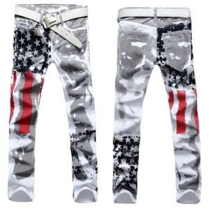 USA Flag Printed Stylish Slim Fit Jeans