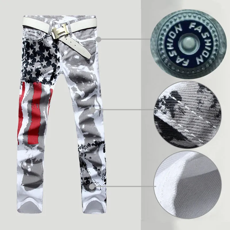 USA Flag Printed Stylish Slim Fit Jeans