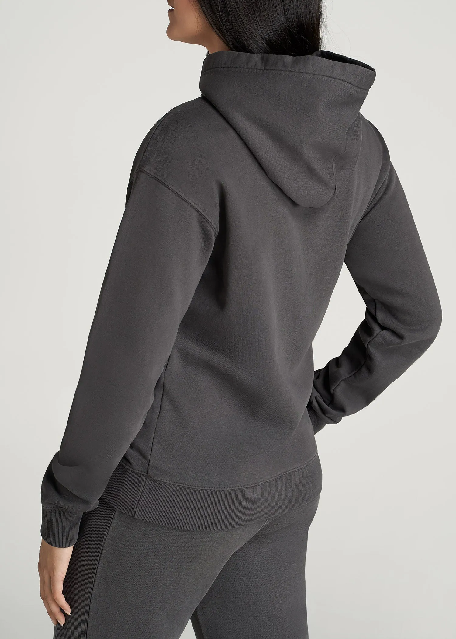 Wearever Fleece Garment-Dyed Pullover Hoodie for Tall Women in Charcoal