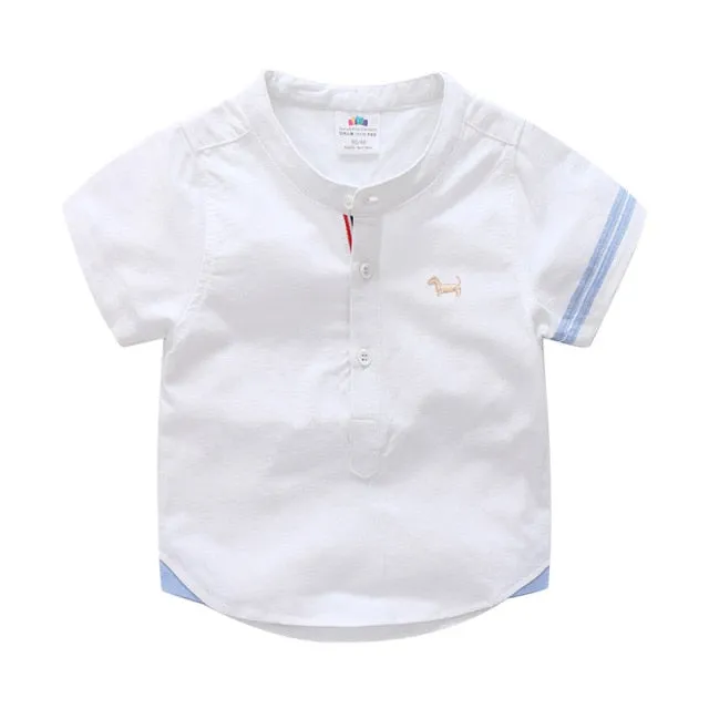 White Blue Short Sleeve Shirt