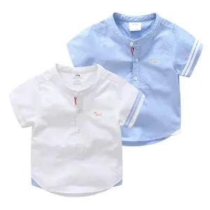 White Blue Short Sleeve Shirt