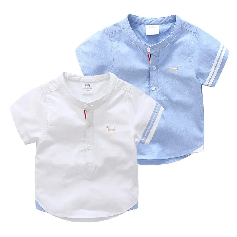 White Blue Short Sleeve Shirt