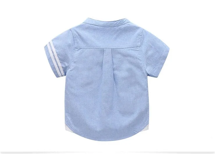 White Blue Short Sleeve Shirt