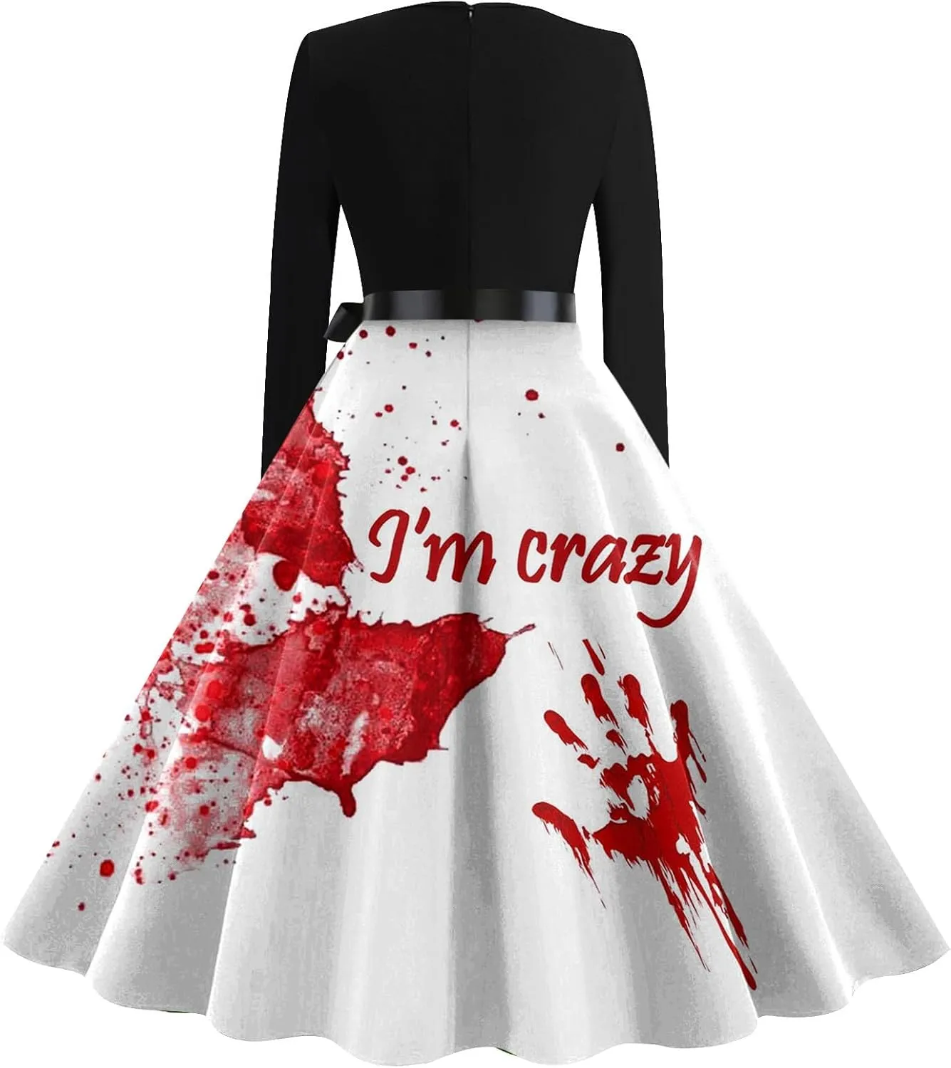 Womens 2024 Casual Long Sleeve Plus Size Fashion Loose Halloween Graphic Printed Vintage Dresses
