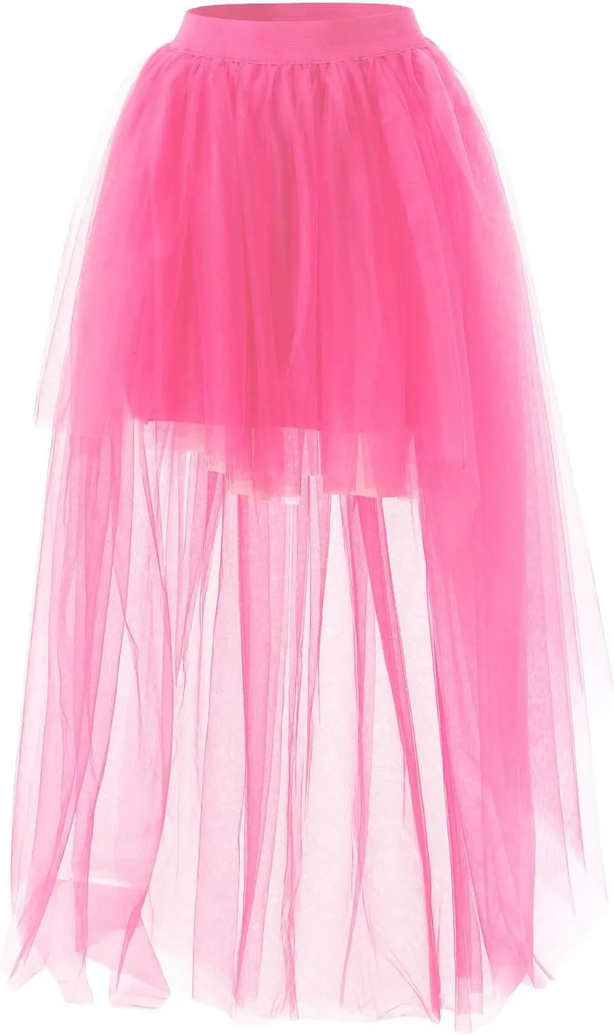 Women's A-Line High Waisted Midi Skirt Short Thin Women's Sexy Skirts Sexy Black Mesh Skirt Front Short Back Long