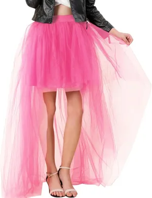 Women's A-Line High Waisted Midi Skirt Short Thin Women's Sexy Skirts Sexy Black Mesh Skirt Front Short Back Long