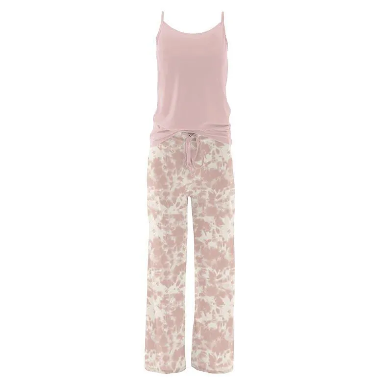 Women's Print Bamboo Cami and Lounge Pants Pajama Set - Baby Rose Tie Dye
