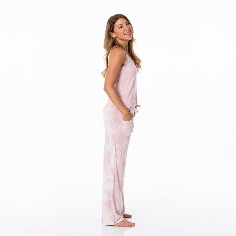 Women's Print Bamboo Cami and Lounge Pants Pajama Set - Baby Rose Tie Dye