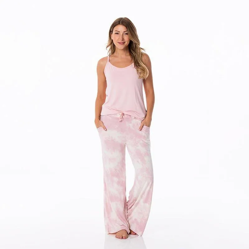 Women's Print Bamboo Cami and Lounge Pants Pajama Set - Baby Rose Tie Dye
