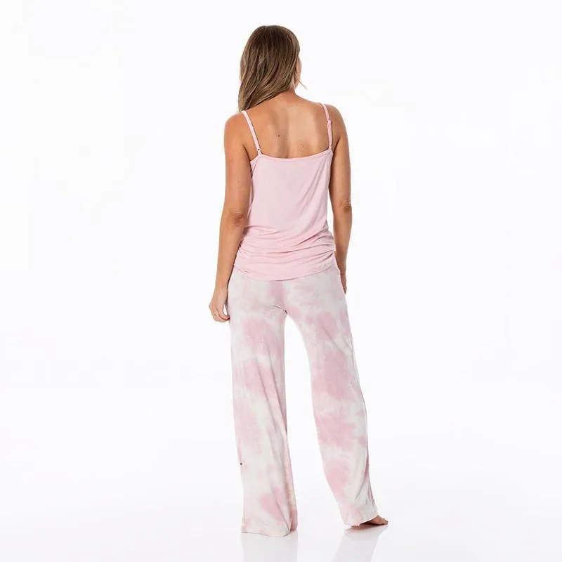 Women's Print Bamboo Cami and Lounge Pants Pajama Set - Baby Rose Tie Dye