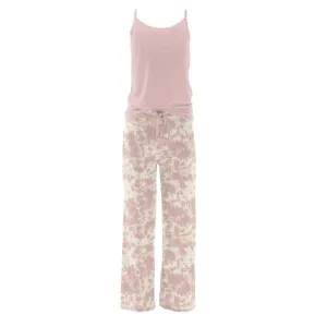 Women's Print Bamboo Cami and Lounge Pants Pajama Set - Baby Rose Tie Dye