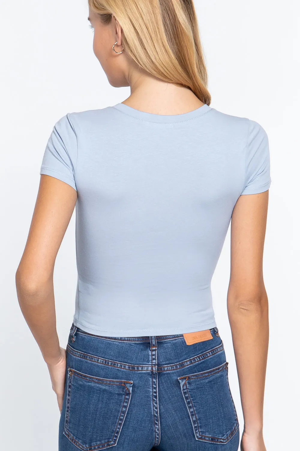 Women's Short Sleeve V-neck Crop Top